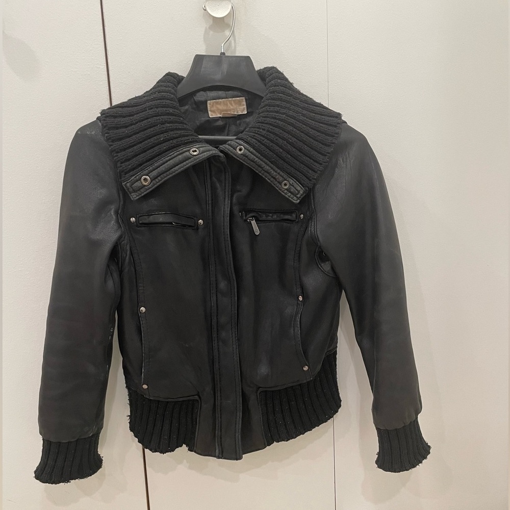 Michael Kors leather moto jacket
